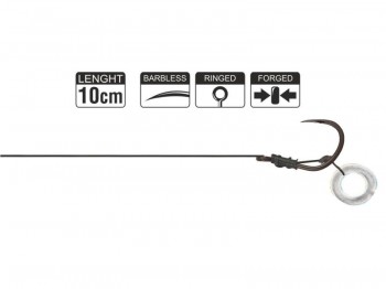 Haczyk z przyponem HIKARA Method Feeder Braided Barbless Extreme Ring Black Chrome Nr 08/25LBS