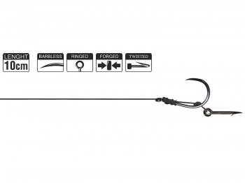 Haczyk z przyponem HIKARA Method Feeder Braided Barbless Select Bayon Black Chrome Nr 08/25LBS