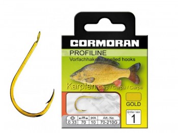 Haczyk z przyponem CORMORAN Profiline Karpfenhaken Gold Nr 2x10