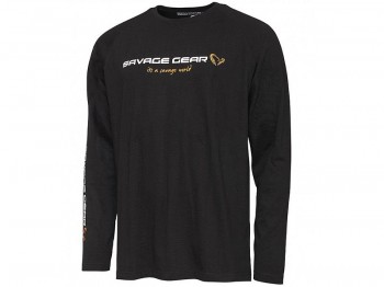 Ubranie SAVAGE GEAR Koszulka Signature Logo Long Sleeve Rozm. M Black Caviar