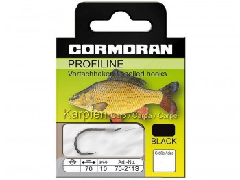 Haczyk z przyponem CORMORAN Profiline Karpfenhaken Schwarz Nr 1x10