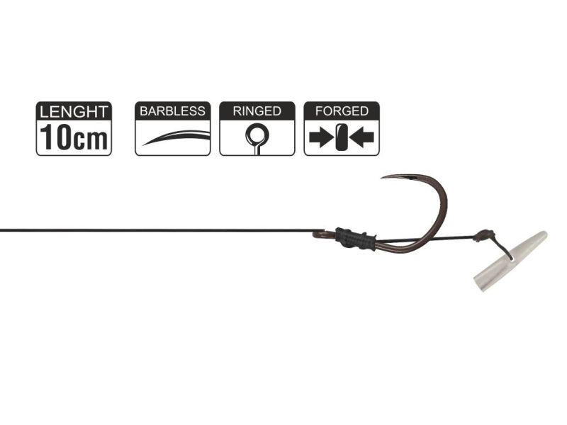 Haczyk z przyponem HIKARA Method Feeder Braided Barbless Extreme Quick Black Chrome Nr 08/25LBS