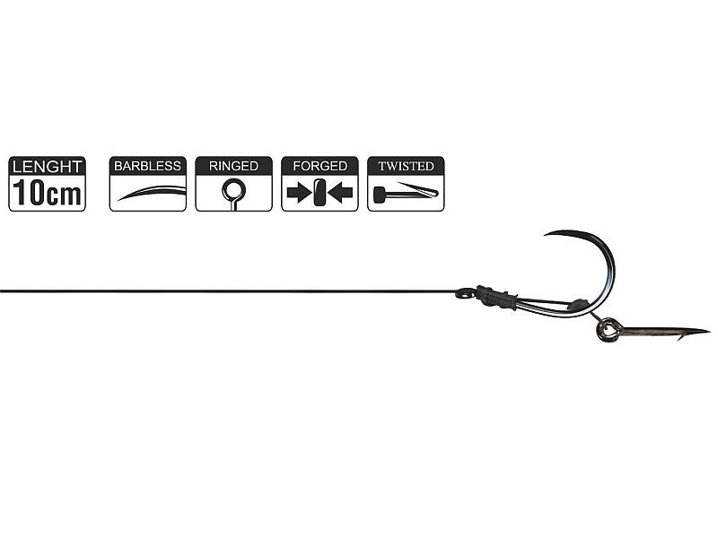 Haczyk z przyponem HIKARA Method Feeder Braided Barbless Select Bayon Black Chrome Nr 08/25LBS