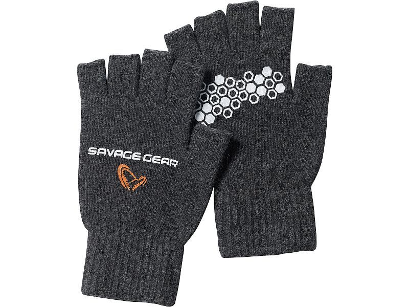 R�kawice SAVAGE GEAR Knitted Half Figer Glove Roz. L Dark