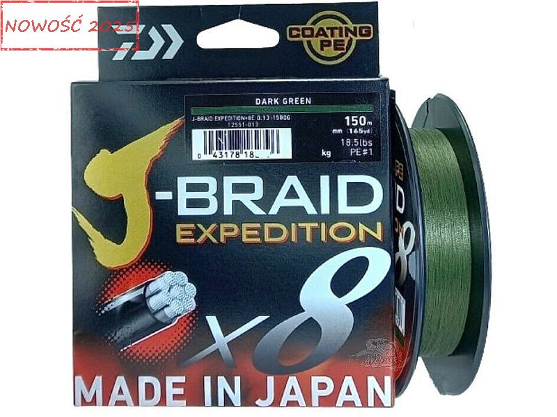 Plecionka DAIWA J-Braid X8E Expedition Dark Green 150m 0.20mm