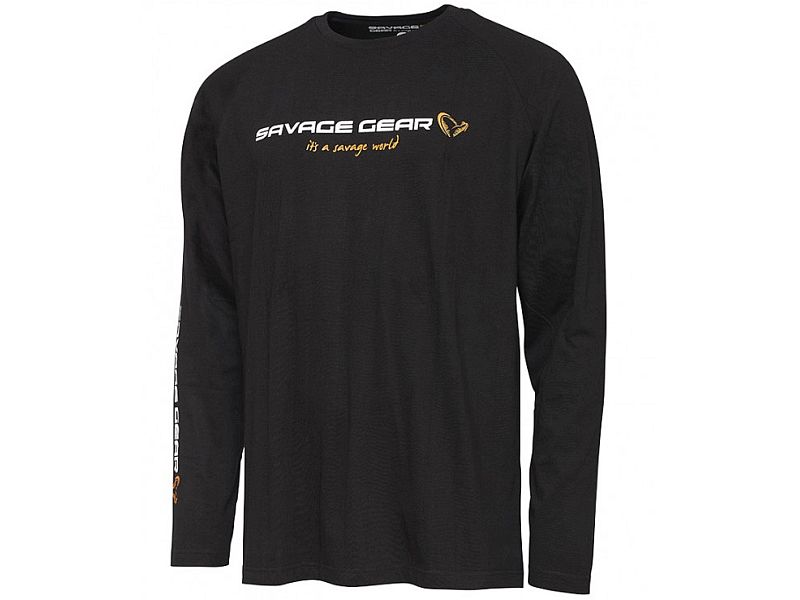 Ubranie SAVAGE GEAR Koszulka Signature Logo Long Sleeve Rozm. M Black Caviar