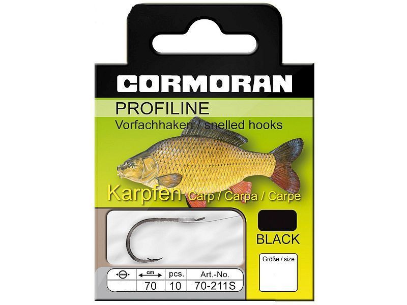 Haczyk z przyponem CORMORAN Profiline Karpfenhaken Schwarz Nr 1x10